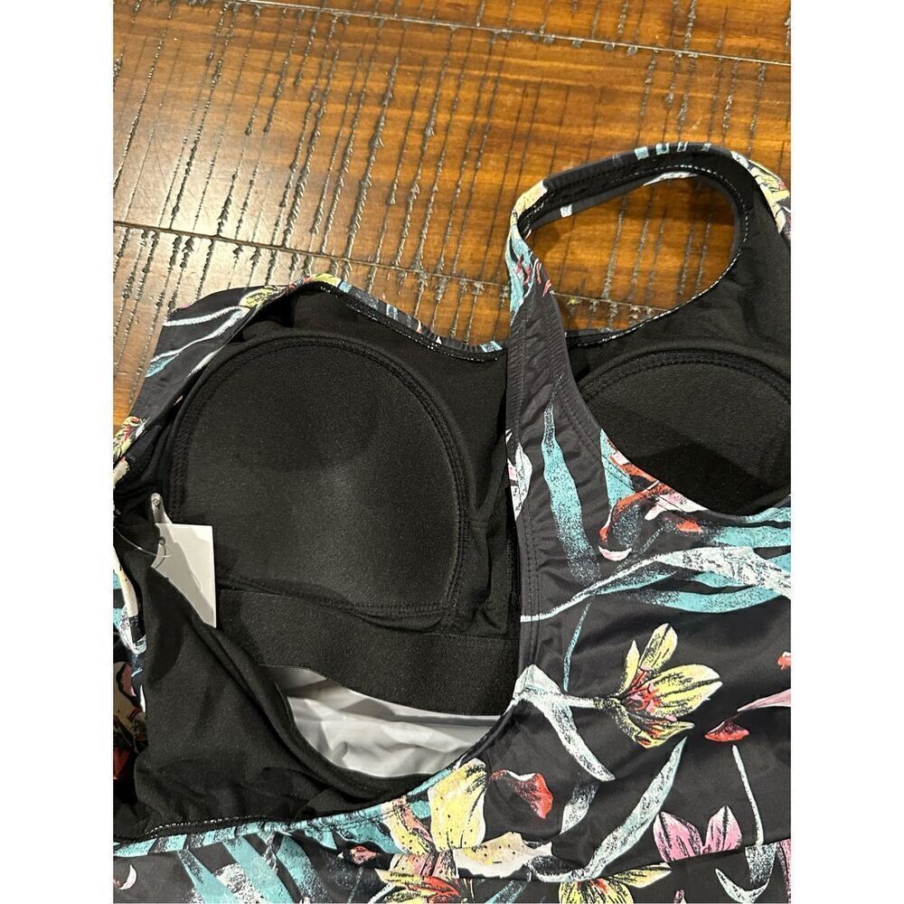 Fullfitall black tropical floral tankini top XXL 20 - Picture 5 of 7